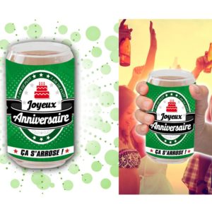 Verre Canette Biere Joyeux Anniversaire