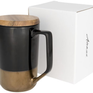 Tasse en céramique pour café et thé Tahoe avec couvercle en bois
