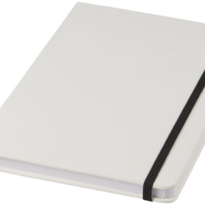 Carnet de notes blanc A5 Spectrum avec ?lastique de couleur