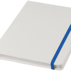 Carnet de notes blanc A5 Spectrum avec ?lastique de couleur