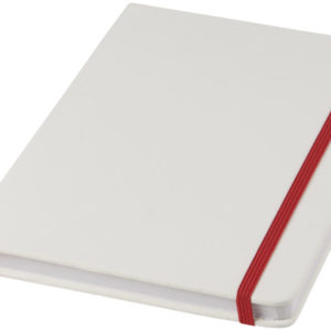 Carnet de notes blanc A5 Spectrum avec ?lastique de couleur
