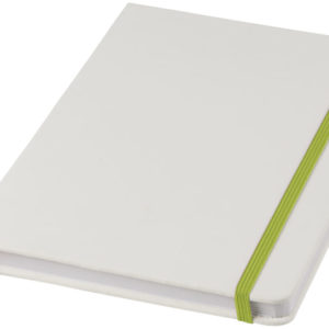 Carnet de notes blanc A5 Spectrum avec ?lastique de couleur