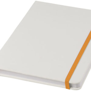 Carnet de notes blanc A5 Spectrum avec ?lastique de couleur