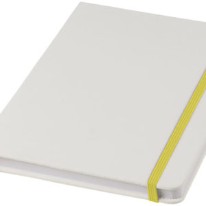 Carnet de notes blanc A5 Spectrum avec ?lastique de couleur