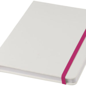 Carnet de notes blanc A5 Spectrum avec ?lastique de couleur