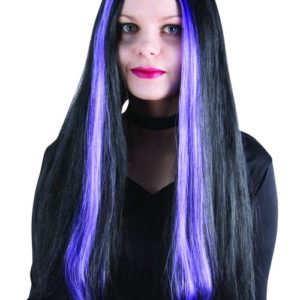 Perruque sorciËre - noir - mËches violettes
