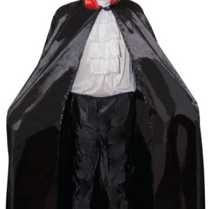 Cape tissu polyester satinÈ - noir - col rouge - 1.40 m (+ col)