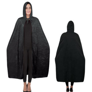 Cape tissu velours avec capuche - noir - 1.40 m (+ capuche)