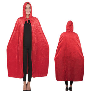Cape tissu velours avec capuche - rouge - 1.40 m (+ capuche)