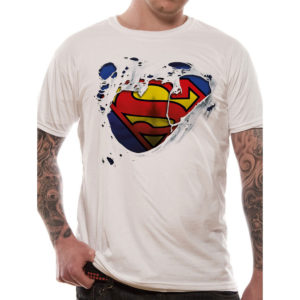 T-Shirt Superman Logo Dechire : L