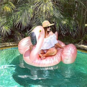Maxi Bouee Gonflable Flamant Rose Metallise