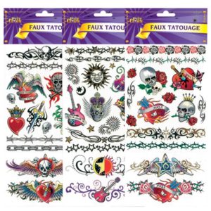 Tatouage grand modËle - grande + petite planche - 3 modËles assortis