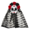 Masque adulte papier machÈ - Day of the dead - noir et rouge avec voilette