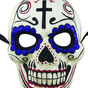 Masque adulte papier machÈ - Day of the dead - blanc et violet
