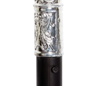 Canne noire avec pommeau argent dÈcorÈ - 92 cm
