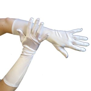 Gants longs - 40 cm - blanc satinÈ - la paire