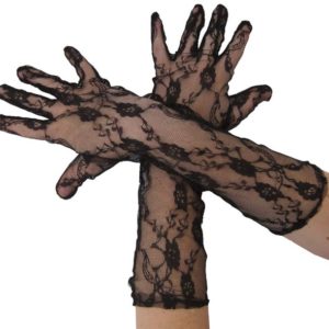 Gants longs - 40 cm - dentelle noire - la paire
