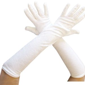 Gants longs - 53 cm - velours blanc - la paire