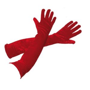 Gants longs - 53 cm - velours rouge - la paire