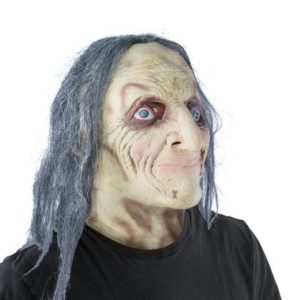 Masque adulte latex intÈgral sorcier avec cou et cheveux