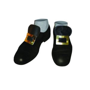 Boucles de chaussures en mÈtal avec Èlastique - simili cuir - noir et or