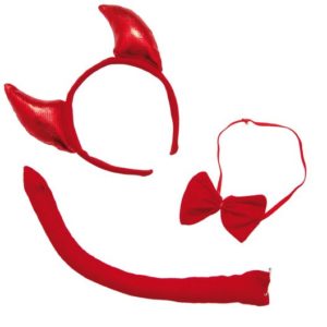 Set de diable - serre-tÍte, queue et núud papillon - rouge