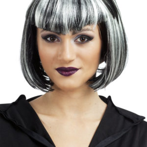 Perruque vampiresse - carrÈ avec frange pointue - noir et blanc