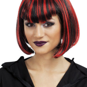 Perruque vampiresse - carrÈ avec frange pointue - noir et rouge
