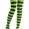 Collant opaque - rayÈ noir et vert fluo