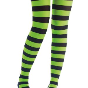 Collant opaque - rayÈ noir et vert fluo