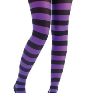 Collant opaque - rayÈ noir et violet