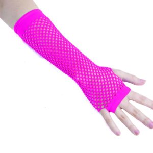 Mitaines longues - rÈsille - rose fluo - la paire