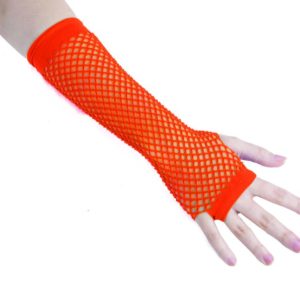 Mitaines longues - rÈsille - orange fluo - la paire