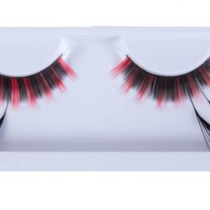 Faux cils auto adhÈsifs - noir et rouge effet "plumes" noires - la paire