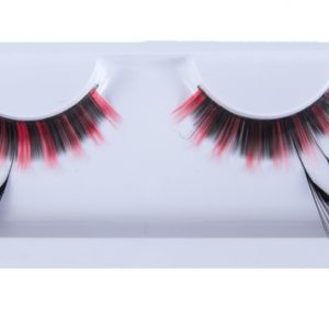 Faux cils auto adhÈsifs - noir et rouge effet "plumes" noires - la paire
