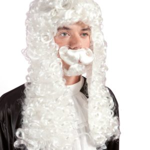 Perruque, moustache et barbichette juge - blanc