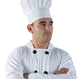 Toque de cuisiner tissu adulte - h. 17 cm