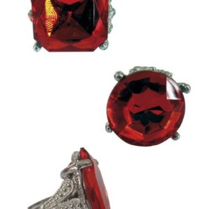 Bague fausse pierre prÈcieuse - taille ajustable - formes assorties - rouge