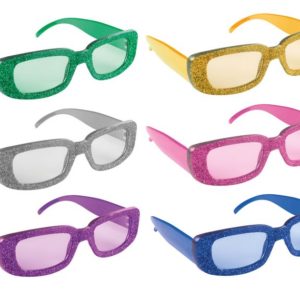 Lunettes plastique paillettes - rectangle - couleurs assorties