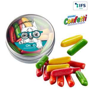 Bo”te transparente avec bonbons € m‰cher HITSCHIES Confetti