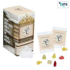 Calendrier de lХavent tour-distributeur avec sachets gomme de fruit
