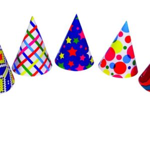 Chapeau cÙne carton - h. 16 cm - sachet de 6 assortis