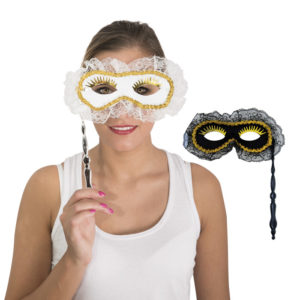 Loup tissu face ‡ main - 2 couleurs assorties (blanc et noir)