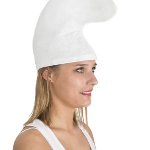 Bonnet de lutin bleu adulte en feutrine - blanc