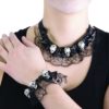 Bijoux "tÍte de mort" avec dentelle - Collier et bracelet