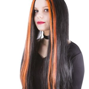Perruque sorciËre - noir - mËches orange