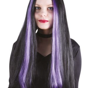 Perruque sorciËre - noir - mËches violettes