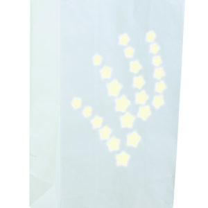 Sac lumineux papier - sachet de 6 - blanc - Ètoiles - 15 x 9 x 26 cm