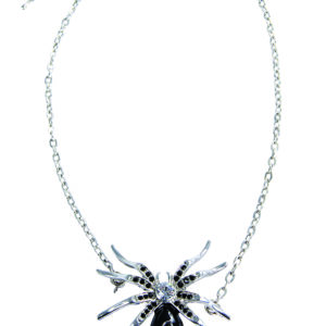 Collier araignÈe pierres noires - 5 cm - mÈtal