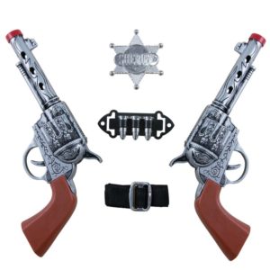 Set de cow boy - 2 revolvers 22 cm, ceinture avec balles et Ètoile